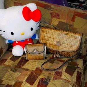 Fendi zucchino crossbody bag and matching wallet